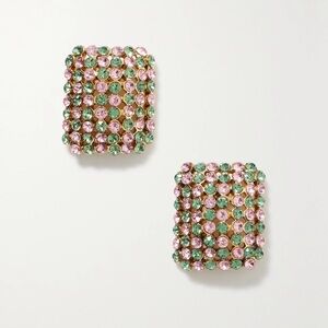 Oscar de la Renta Disco Goldtone & Glass Crystal Earrings